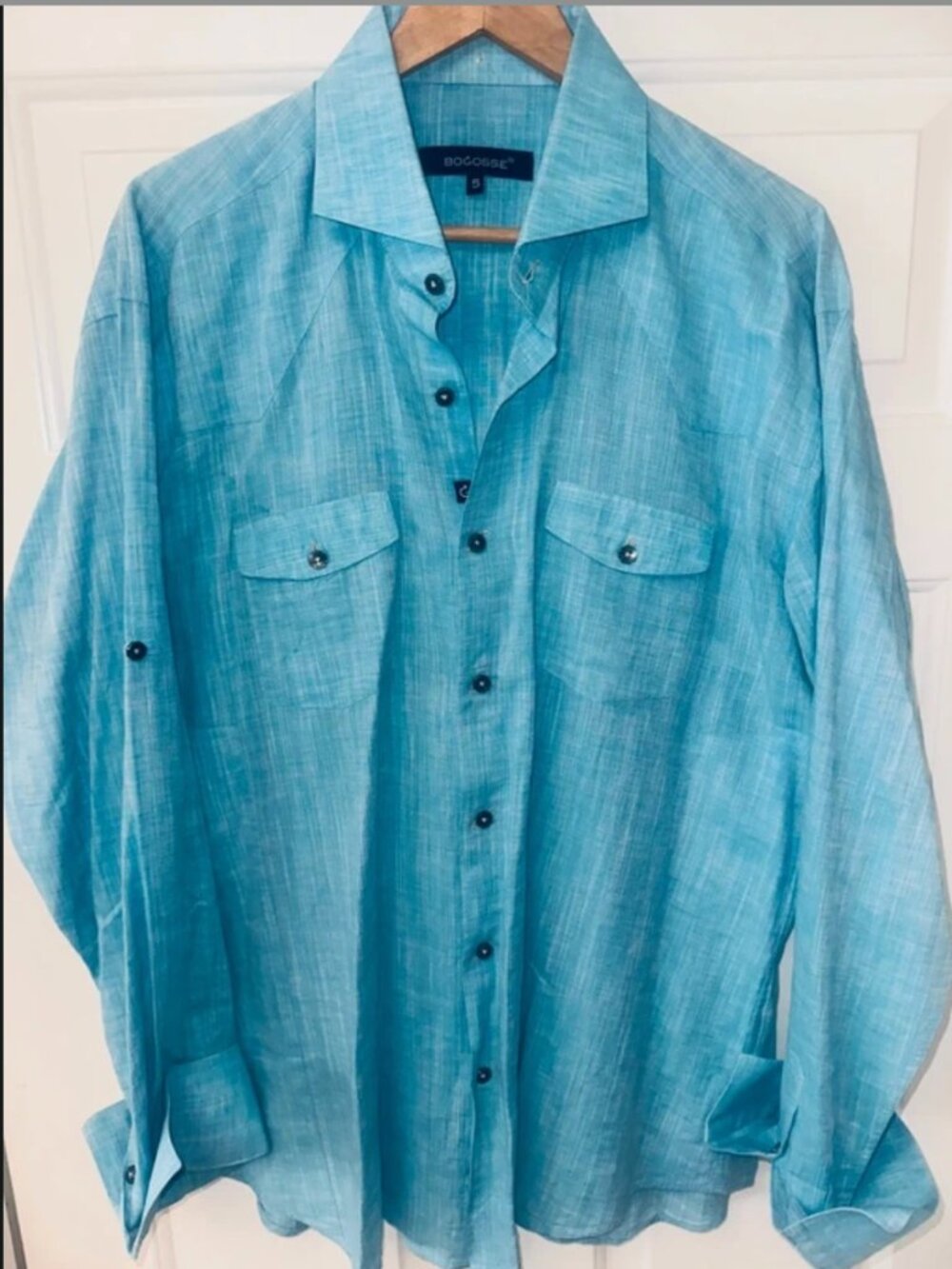 Bogosse Blue Linen Dress Shirt